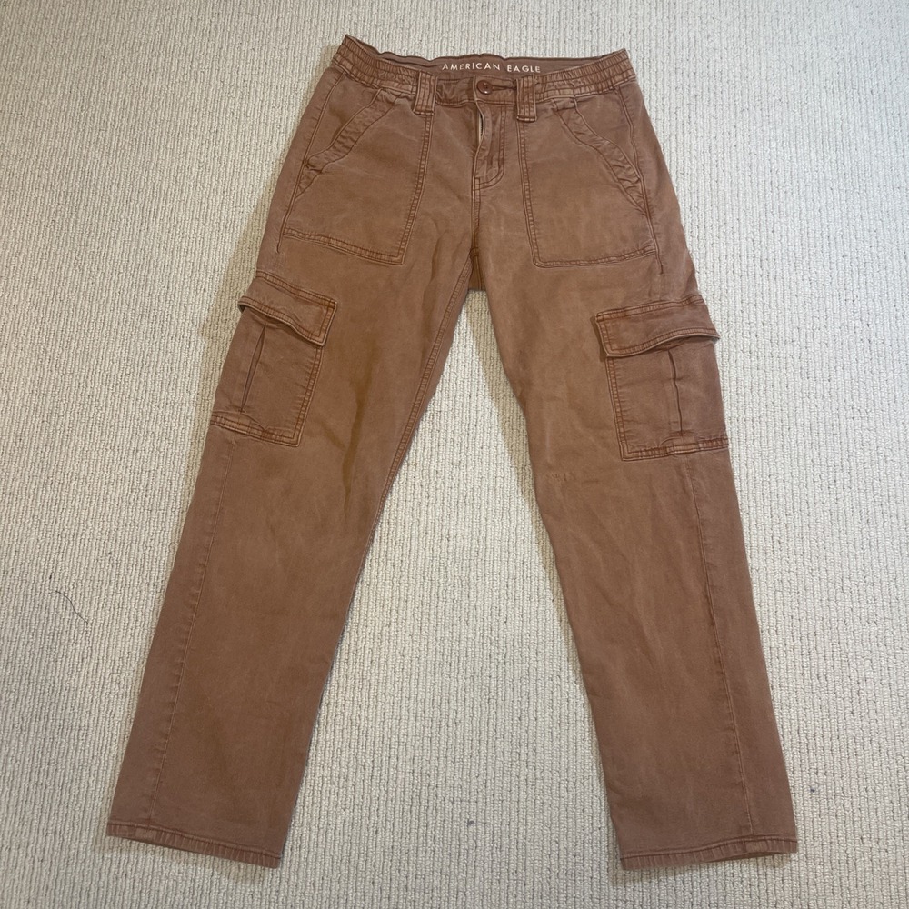 American Eagle Women's 4 SHORT Brown Rust Cargo Utility Pant Straight Leg Y2K